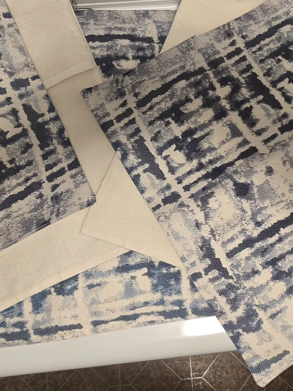Blue and Cream Abstract Canvas Pillow Cover (2 Sets)